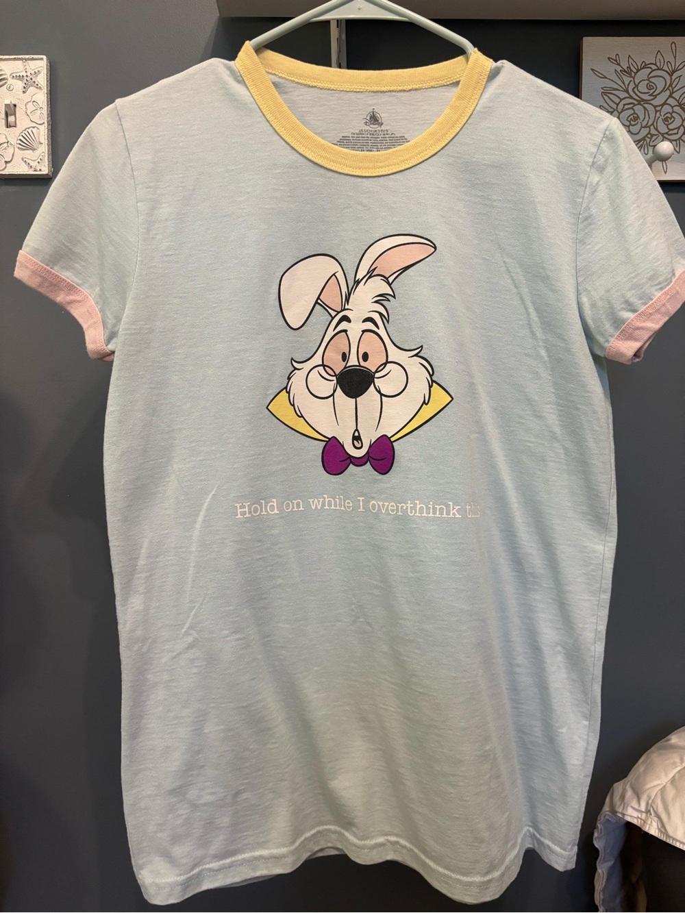 Disney Parks White Rabbit Overthink This Ringer T-Shirt Size S